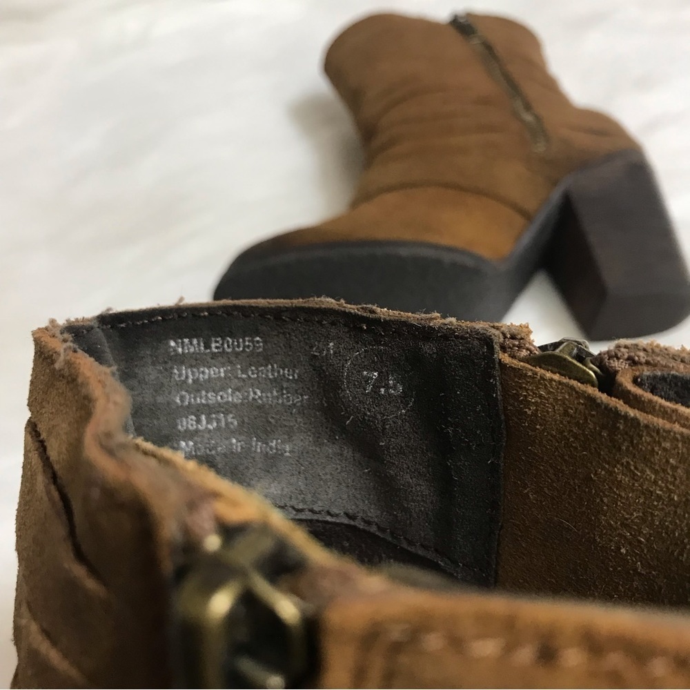 Naughty Monkey Brown Suede Boho Block Heel Boots Size 7.5 - Picture 7 of 11